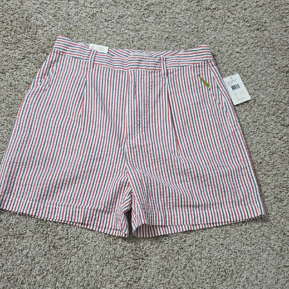 Brixton Red and White Bermuda Shorts Seersucker Style